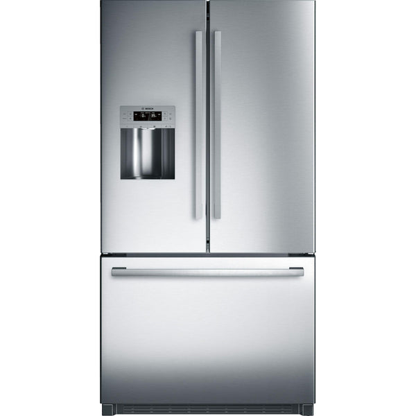 Bosch 36-inch, 25 cu.ft. Freestanding French 3-Door Refrigerator with Ice and Water Dispensing System B26FT50SNS IMAGE 1