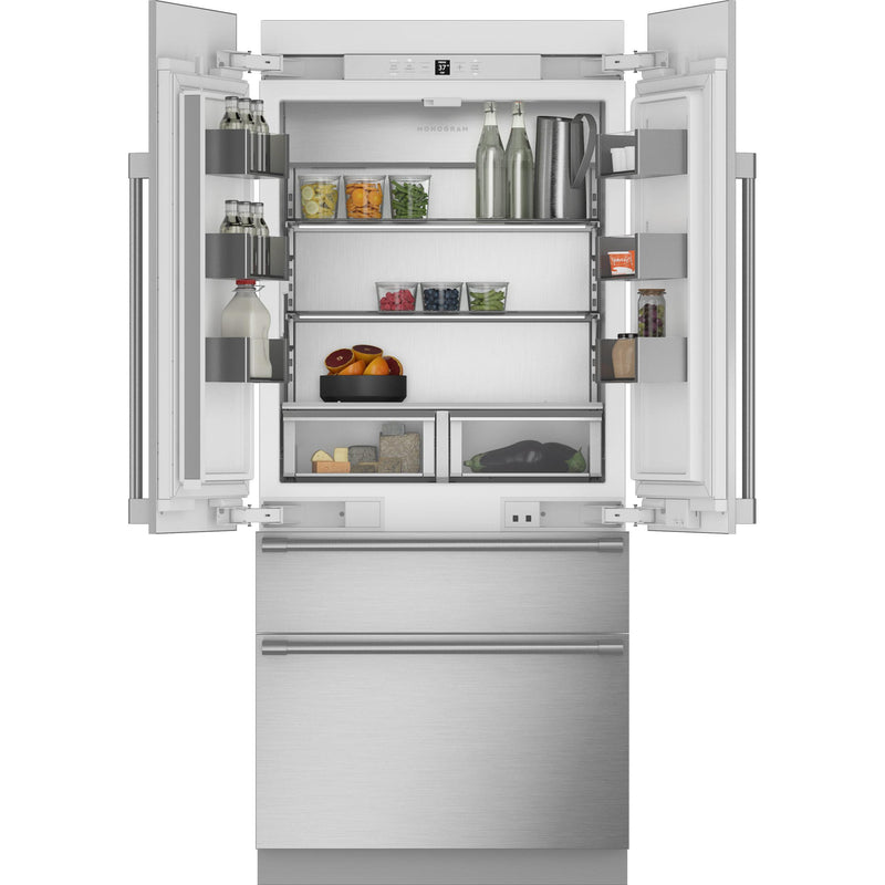 Monogram 36-inch, 20.1 cu. ft. French 4-Door Refrigerator with Wi-Fi Connect ZIP364IPVII IMAGE 3