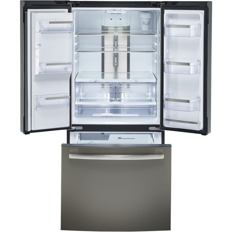 GE Profile 33-inch, 17.5 cu.ft. Freestanding French-Door Refrigerator with FrostGuard™ Technology PYE18HMLKES IMAGE 2