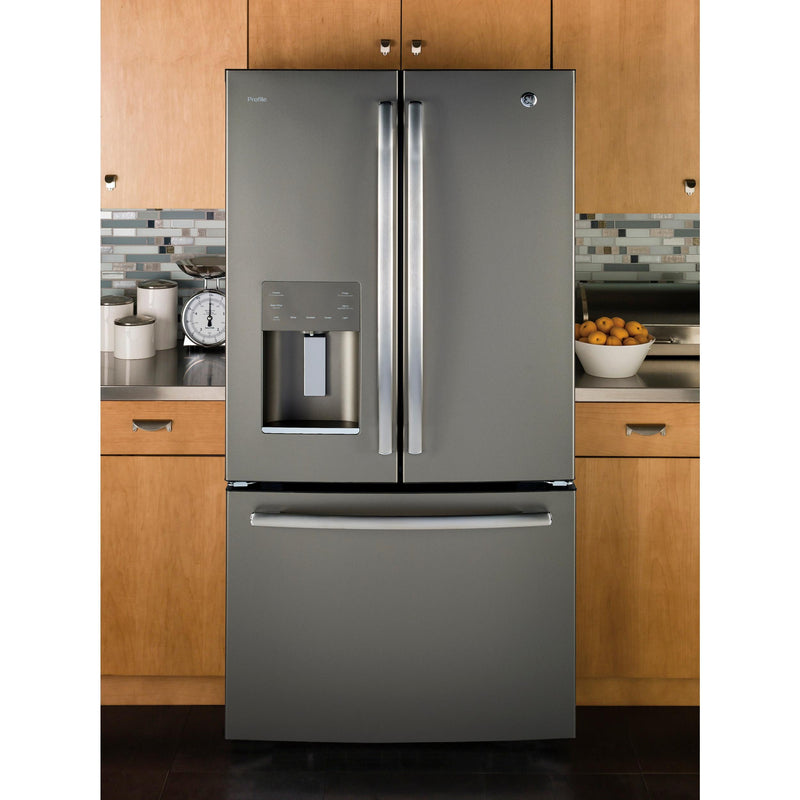 GE Profile 33-inch, 17.5 cu.ft. Freestanding French-Door Refrigerator with FrostGuard™ Technology PYE18HMLKES IMAGE 9