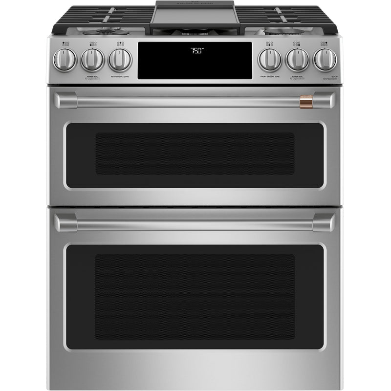 Café 30-inch Slide-in Gas Double Oven Range with Convection Technology CCGS750P2MS1 IMAGE 2