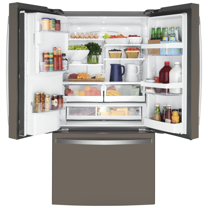 GE 36-inch, 22.1 cu.ft. Counter-Depth French 3-Door Refrigerator with external water and ice dispensing system GYE22GMNES IMAGE 4