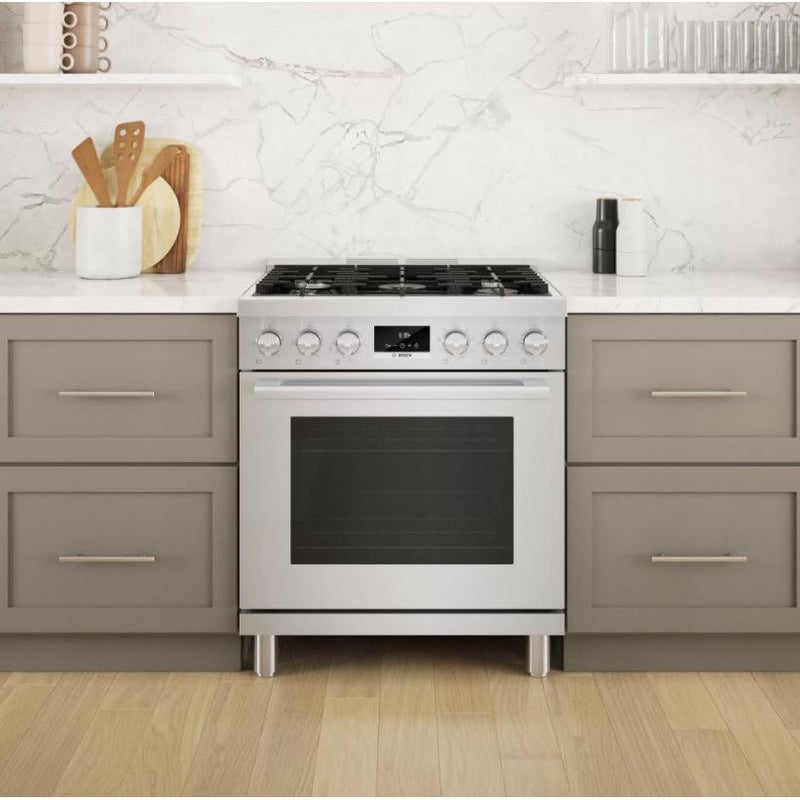 Bosch 30-inch Freestanding Dual Fuel Range with Convection Technology HDS8055C/01 IMAGE 5