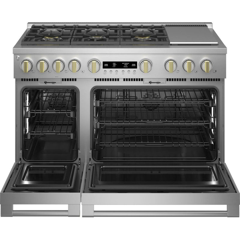 Monogram 48-inch Freestanding Dual-Fuel Range with True European Convection Technology ZDP486NDTSS IMAGE 2